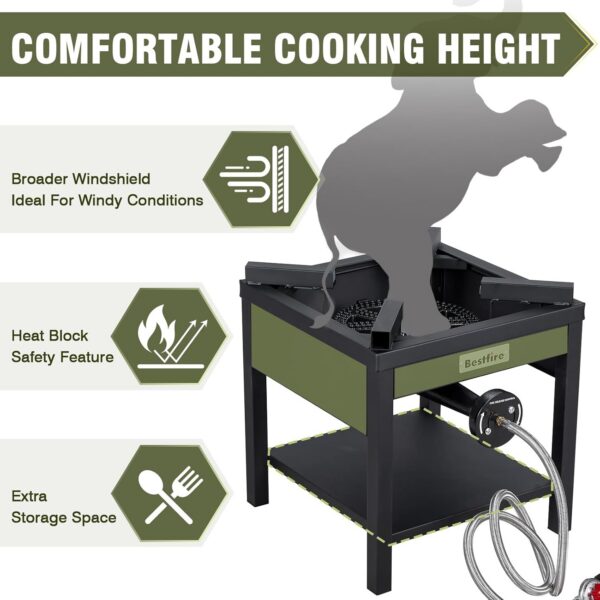 0013dac32d9f4351 260,000 BTU Outdoor Propane Gas Stove with 0-30 PSI Adjustable Regulator and Steel-Braided Hose for Outdoor Home Cooking and Turkey Frying