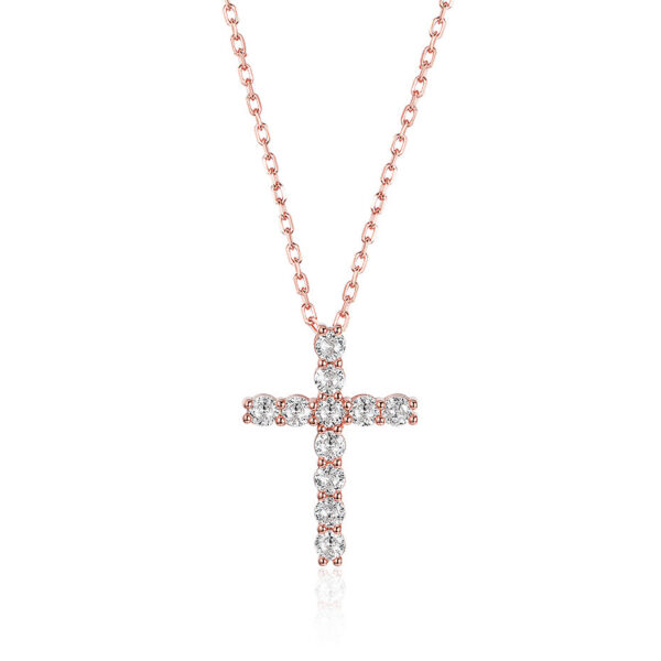 001e48e9bfce16e8 K.NOBSPIN 3mm Round Cut D VVS1 Moissanite Cross Pendants Necklace For Women Sterling Sier Christian Diamond Neck Chain