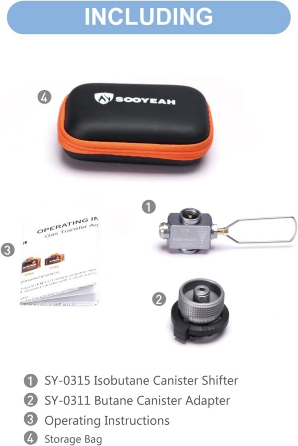 00277780529ed281 Gas Refill Adapter,Isobutane fuel refill,Isobutane Canister Shifter,Lindal Valve Canister Shifter,Gas Saver Plus,Air Vent Function,Backpacking Camping Stove Adapter