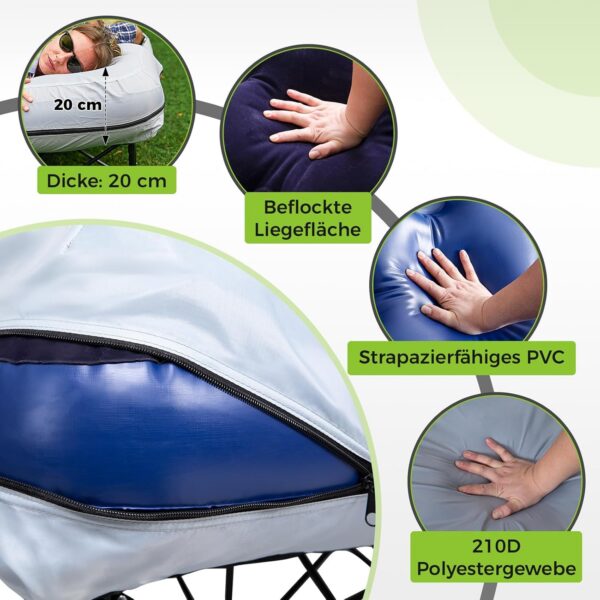 002e040be9fc515a FUNDANGO Campingbett Luftmatratze 2 Personen mit Gestell, Camping luftbett mit pumpe Beistelltisch,Aufblasbare Matratze mit Tragetasche, Gästebett für Reisen Angeln Camping Indoor