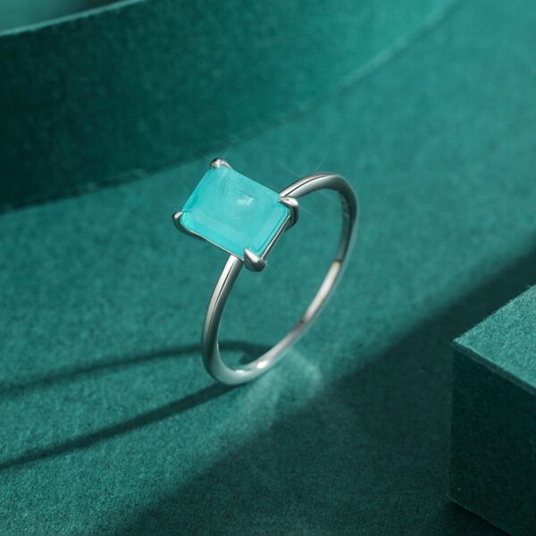 0034ff32a0662681 Modian Authentic 925 Sterling Silver Classic Rectangle Tourmaline Paraiba Female Finger Ring For Women Charm Fine Jewelry Anillo