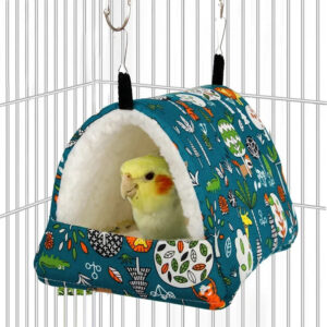 0035758a82aa8e5b 1pc Cute Print Bird Bed Mini Cage Rabbit Squirrel Mat Guinea Pig Nest Hamster House Small Animal Sleeping Bed Pet Hanging Cage