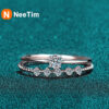 005e72592017d5a3 NeeTim 3mm Moissanite Ring Set Sier Brilliant Cut 0.1 Carat Diamond Test Past D Color Moissanites Rings Original Jewelry