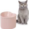 006575fcdc5e3a94 Cat Food Water Bowl Set - Raised Ceramic Cat Feeding Bowls with Non Slip Mat - Elevated Cat Dish Anti Vomiting - Whisker Friendly Wide Cat Bowl - Microwave and Dishwasher Safe - White & Pink (2pcs)