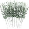 18pcs Babys Breath Eucalyptus Leaves Bouquet Blue Gypsophila Artificial Flowers and Faux Greenery for Home Decor