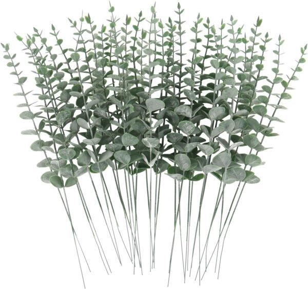 18pcs Babys Breath Eucalyptus Leaves Bouquet Blue Gypsophila Artificial Flowers and Faux Greenery for Home Decor