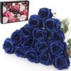 15Pcs Artificial Roses Velet Real Touch Single Stem Fake Roses Silk Realistic Bouquet Flowers Arrangements Home Office Garden Grave Party Wedding Decoration(Light Pink-15p, Blossom Roses)
