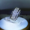 Exquisite White Zircon Full Diamond For Ladies Couple Sterling Sier Fashion Ring Party Birthday Jewelry Gift