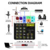 V4 Interface with Bluetooth USB Recording Computer 48V Phantom Power Delay Replay Effects, 4-Channel Audio Mixer