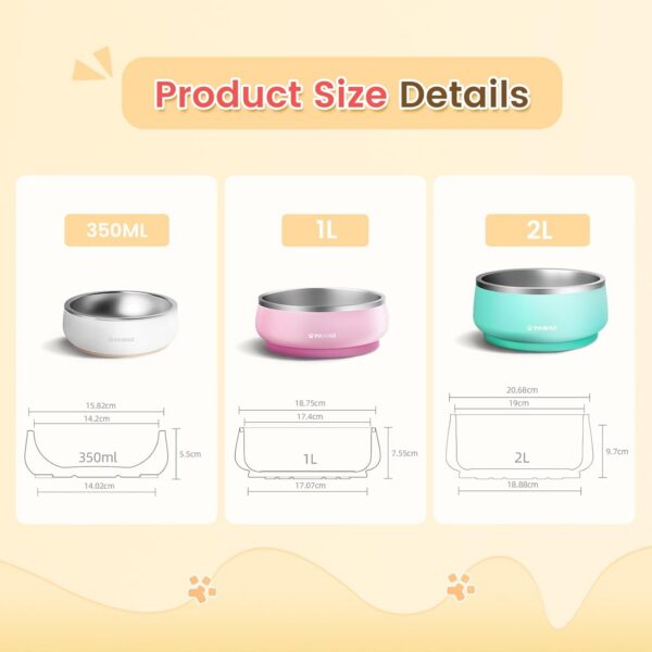 008932c06d5a3d3f Pawaii Small Dog Bowls, 12oz Food Water Bowl Designed for Puppies and Cats with Non-Slip Rubber Base, Upgraded Metal Insulated, Double Stainless Steel Bowls