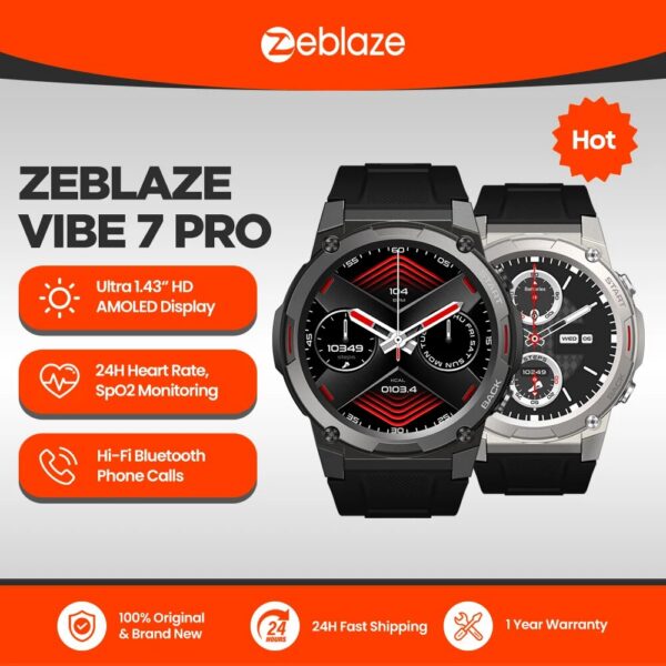 Zeblaze VIBE 7 PRO Voice Calling Smart 1.43 Inch AMOLED Display Hi Fi Phone Calls Military Grade Toughness Watch