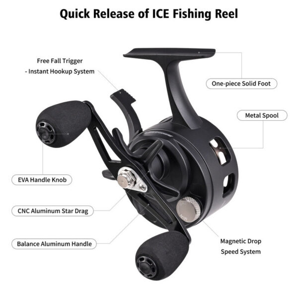LEOFISHING CNC Ice Fishing Wheel Winter Quick Release Reel 3+1 Metal Spool Coil Smooth Lure Fish Equipment Accessories