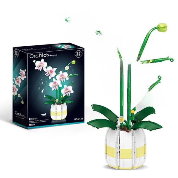 009a7ec1ccf8dfc3 Weilei Creative 2138 Eternal Flower Butterfly Orchid Plant Pot Building Blocks Desktop Ornaments Assembly Plastic Abs