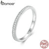 BAMOER Moissanite Wedding Band Sterling Sier Eternity Rings Platinum Plated Lab Created Diamond Stackable Ring for Women