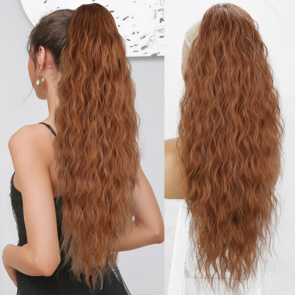 00b9cfc1e6c4dd61 Long Curly Drawstring Synthetic Ponytails Women Black Blonde Red Ponytail Clip in Hair Extensions for Daily Cosplay