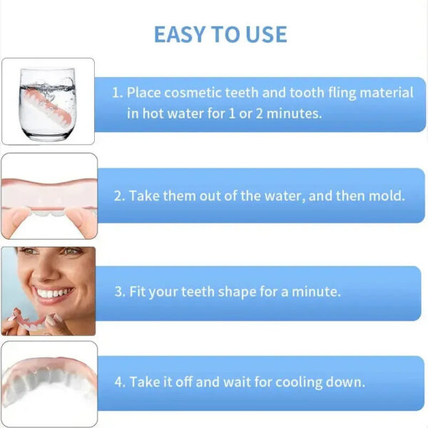 00cb1ed456b3a239 New False Silicone Upper & Lower Perfect Laugh Veneers Dentures Paste Fake Braces Comfortable Teeth