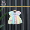 Summer Baby Girls Children Clothes Colorful Bows Toddler Birthday Party Mesh Evening Dress Kids Costume 0 To 3 Years Old