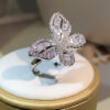 Sterling Sier Exquisite Big Butterfly White Zircon Ring Full Of Diamonds For Ladies Jewelry Party Wedding Birthday Gift