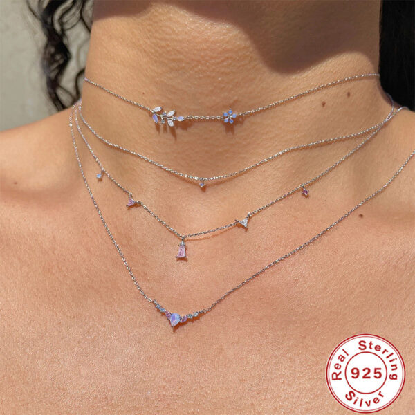 CANNER Sterling Sier Romantic Pink White CZ Pendant Necklace For Women Jewelry Fancy Diamond Chain Choker Necklaces Bijoux