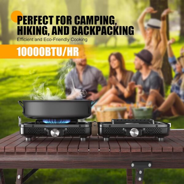 Portable Folding Camping Stove - 2-Burner Propane Camp Stove with Push-Button Instant Ignition,Adjustable Stove with Carry Bag & Handle for Outdoor Tailgating, Backyard BBQ Camping Essentials,Gifts
