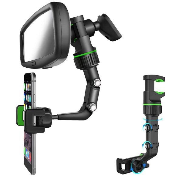 Rearview Holder, 360° Rotatable and Retractable Car Phone Mount, Multifunctional Rear View Mirror Holder for All Ca