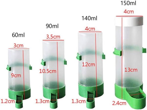 00ea4dcf859449a6 2Pcs Automatic Bird Feeder Bird Waterer & Feeder Parakeet Hanging Food Dispenser Bird Cage Accessories for Parrots Budgie, Cockatiel, Lovebirds (150 ml / 5.1 oz)