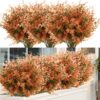 00ecf1a7369daba2 24 Bundles Outdoor Artificial Flowers UV Resistant Fake Boxwood Plants, Faux Greenery for Indoor Outside Hanging Plants Garden Porch Window Box Home Wedding Farmhouse Décor (Magenta)