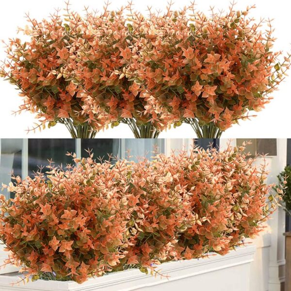 00ecf1a7369daba2 24 Bundles Outdoor Artificial Flowers UV Resistant Fake Boxwood Plants, Faux Greenery for Indoor Outside Hanging Plants Garden Porch Window Box Home Wedding Farmhouse Décor (Magenta)