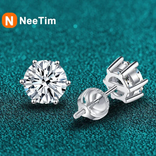 00efaec9883e0fd4 NeeTim 2ct Moissanite Earrings For Women Men Lab Diamond White Gold Plated 925 Sterling Silver Stud Earring Luxury Fine Jewelry