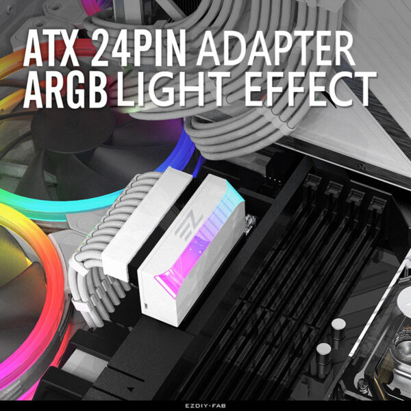 ATX 24 Pin to 90 Degree Plug Adapter ARGB Mainboard Motherboard Power Supply Cable Modular DIY Mounting Accessessory