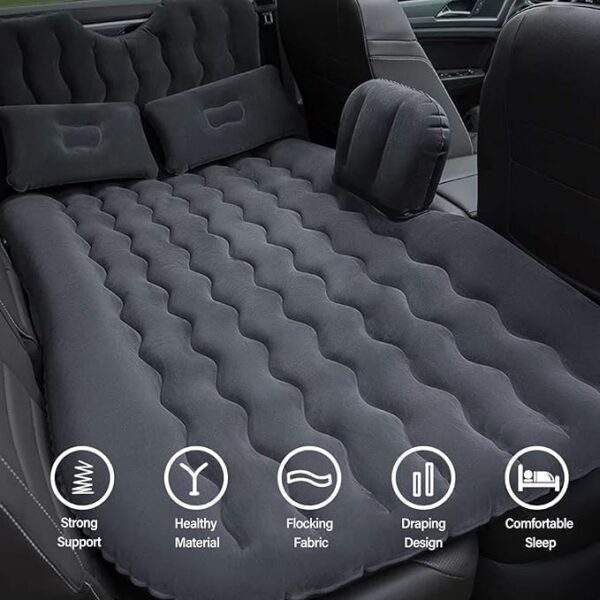 Car Air Mattress Back Seat for Chevrolet Silverado 3500 2500 1500,Double Side Flocking Car Bed Portable Air Mattress Car Sleeping Mattress Car Accessories Cars Camping Bed,Black