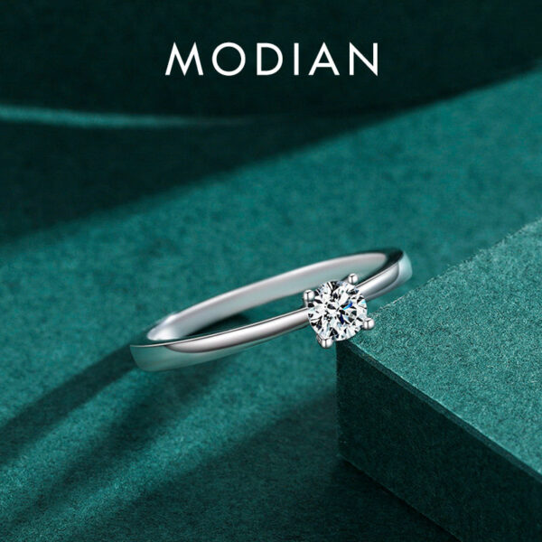 Modian Sterling Sier 10 Hearts Clear CZ Simulated Diamond Simple Wedding Bands Ring For Women Statement Engagement Jewelry