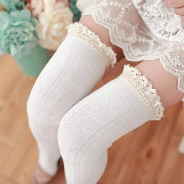 Women Socks 1Pair Thigh High Girls Stockings Lace Winter Warm Sexy Stocking Medias Pantyhose Knee