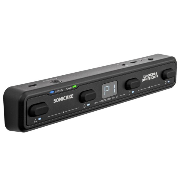 SONICAKE Pocket Control Portable Wireless MIDI Controller 4 Programmable Footswitches, USB Host, Rechargeable Battery Built-in