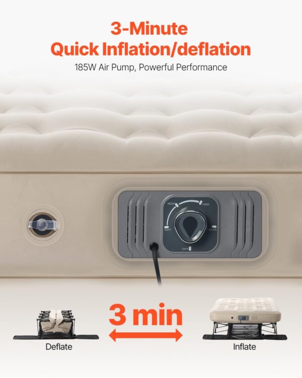 010b374c0c923757 VEVOR Air Mattress with Frame, Inflatable 2 Person Camping Cot with Built-in Pump, Portable Folding Air Beds Supports 600 lbs, Blow Up Bed for Guests Camping Travel Indoor & Outdoor Use