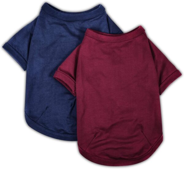 0125c43810026f62 Koneseve Dog Shirts Soft Cotton Dog Clothes Stretchy T-Shirt for Small Medium Large Dogs Cat Shirt Breathable Puppy Outfit Kitten Apparel Pet Pullover Tee Blank Basic Sweatshirt 2-Pack Blue & Red 5XL
