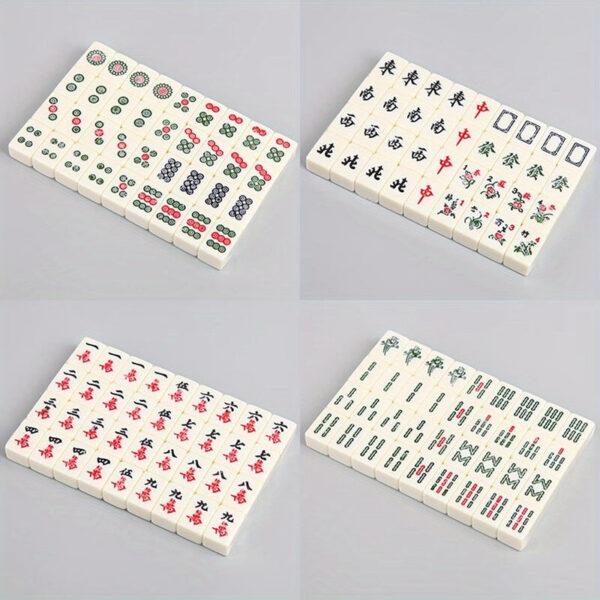 Compact Mahjong Set with Storage Box - 144 Tiles for Travel and Home Play