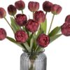 IPOPU 12PCS Pink Tulips Artificial Flowers for Decoration Fake Tulips Real Touch Fake Pink Flowers Artificial Floral Arrangements Pink Faux Tulips Decor Table Home Kitchen Wedding Decorations (Pink)