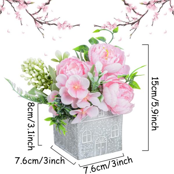 XONOR Artificial Flowers - Set of 4 Mini Fake Potted Silk Daisy Flowers for Home Decor Wedding Office Tabletop Decoration