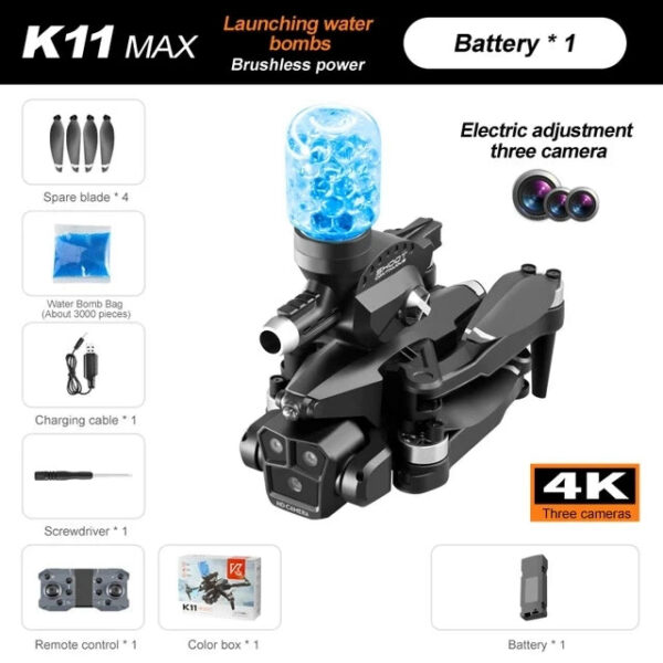 017591d8c8aaf905 For Xiaomi K11 MAX Launching Water Bombs Brushless Power Electric Adjustment Three Camera Drone Quadcopter Childs Toy