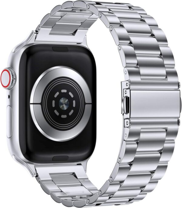 017737d399e68828 EPULY Compatible with Apple Watch Band 42mm 44mm 45mm 38mm 40mm 41mm, Business Stainless Steel Metal Wristband for iWatch SE & Series 7 6 5 4 3 2 1 for Men Women (Silver, 41mm 40mm 38mm)