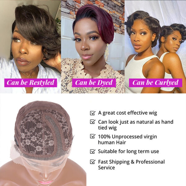 01786e19ce0592a6 Pixie Cut Transparent Wigs For Women Straight Short Bob T Part Lace Wig Prepluck Brazilia Human Hair