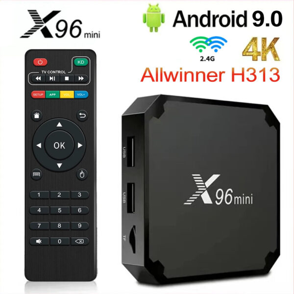 018e9eca2f7244f5 X96 Mini Smart TV BOX Android 9.0 1GB 8GB Allwinner H313 Quad Core Support 4K 3D 30tps WiFi 2.4GHz H.265 VP9 x96mini Set top box
