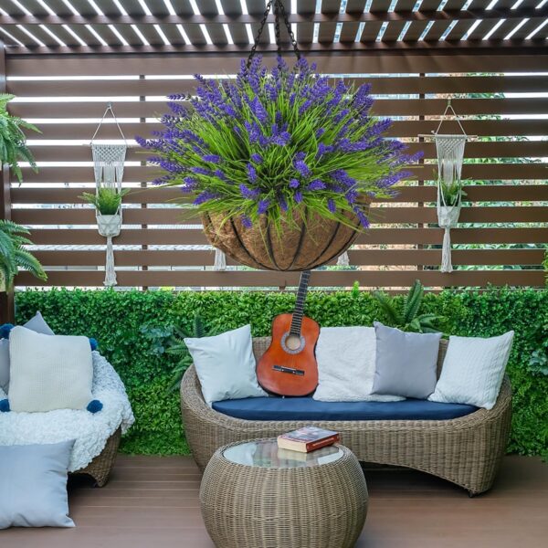 Artificial Plants Outdoor, 24PCS Lavender Artificial Flowers, UV Resistant Fake Flowers, Faux Flowers for Outdoor Planters for Home Garden Outside Porch Decor