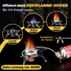 Hikenture Gaskocher mit Piezozündung, Winddichter Camping Kocher 3500W, Faltbarer Campingkocher Gasbrenner für Coleman Primus Kartusche, Kocher Gas Windschutz mit Tragebox für Hiking, Picnic, Outdoor