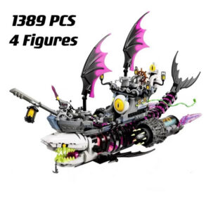 2023 New 71469 Dream Nightmare Shark Building Blocks Bricks Set Ship Monster Vehicle Toy Creative Play Gift for Kid