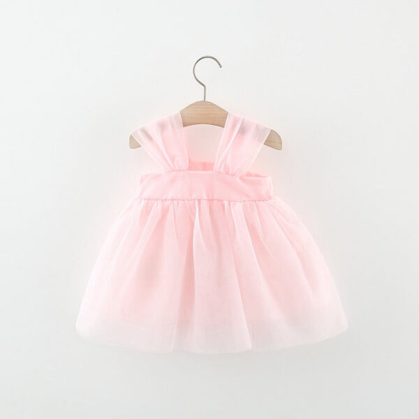 01dc7363c8df1090 Sweet Flower Fairy Baby Girl Party Dresses Summer Solid Color Mesh Princess Evening Dress Kids Costume 0 to 3 Years Old Children