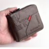 01e6442b25664451 Men's Wallet Made of PU Wax Oil Skin for Men Short Male Card Holder Wallets Zipper Around Money Coin Purse
