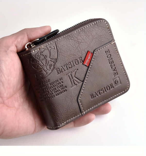 01e6442b25664451 Men's Wallet Made of PU Wax Oil Skin for Men Short Male Card Holder Wallets Zipper Around Money Coin Purse