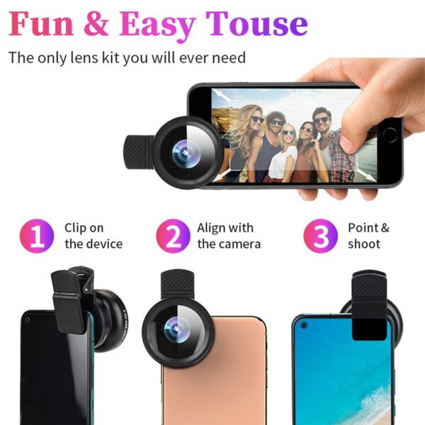 2 IN 1 Universal Clip 37mm Mobile Phone Professional 0.45X 49uv Super Wide-Angle + ro HD Lens For iPhone Android